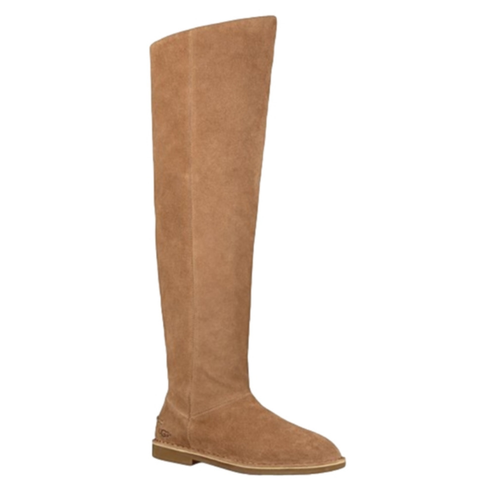 UGG Loma Over The Knee Suede Leather Flat Boots with Side Zipper & Rubber Sole